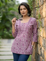 Women Lavender Printed Straight Tunic