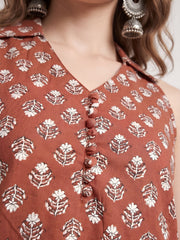 Women Rust Printed Stylish Crop Top