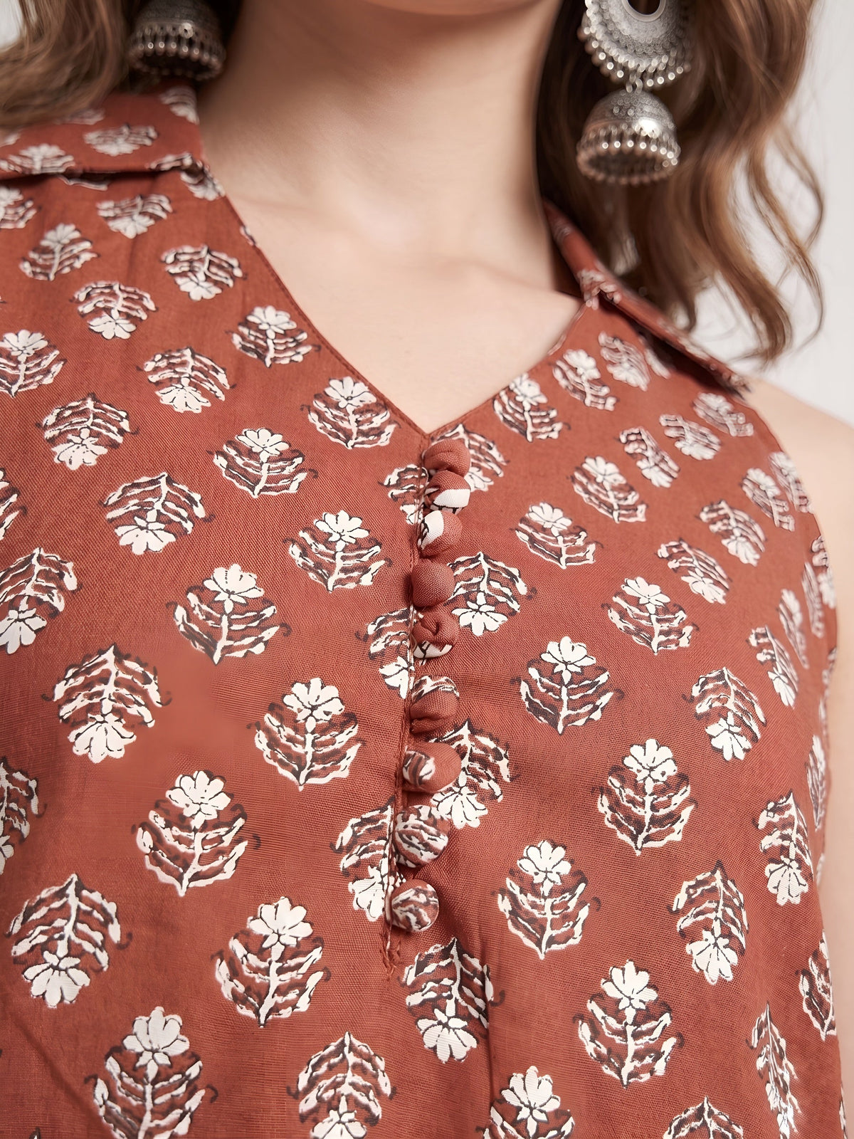 Women Rust Printed Stylish Crop Top