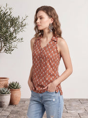 Women Rust Printed Stylish Crop Top