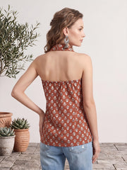 Women Rust Printed Stylish Crop Top