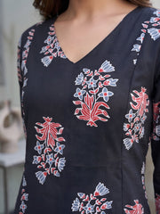 Black Printed Two Piece Rayon Co-ord Set for Women
