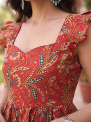 Women Red Printed Stylish Crop Top