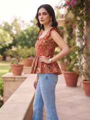 Women Red Printed Stylish Crop Top