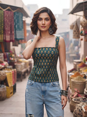Women Green Printed Top