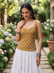 Women Mustard Printed Trendy Top