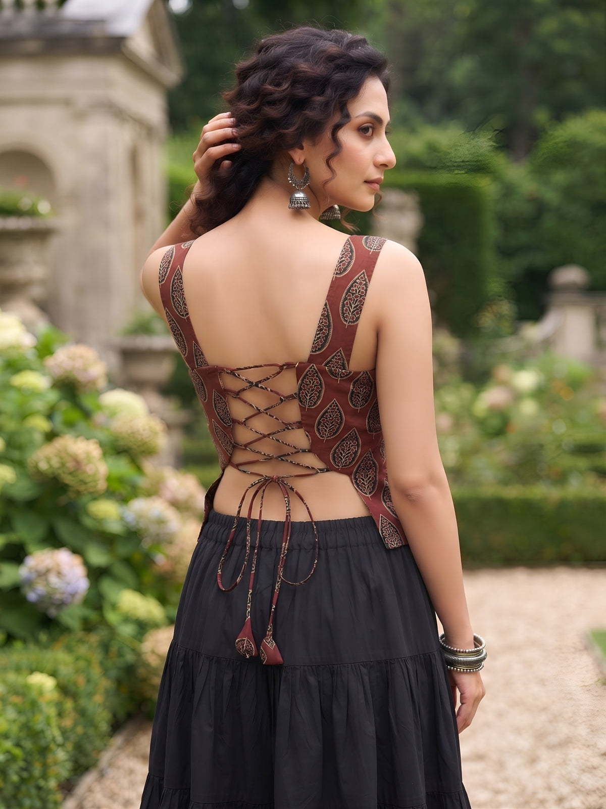 Women Maroon Printed Trendy Top