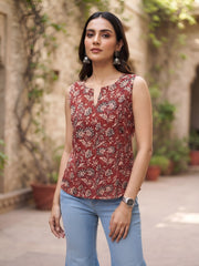 Women Maroon Printed Trendy Top