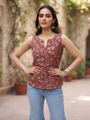 Women Maroon Printed Trendy Top