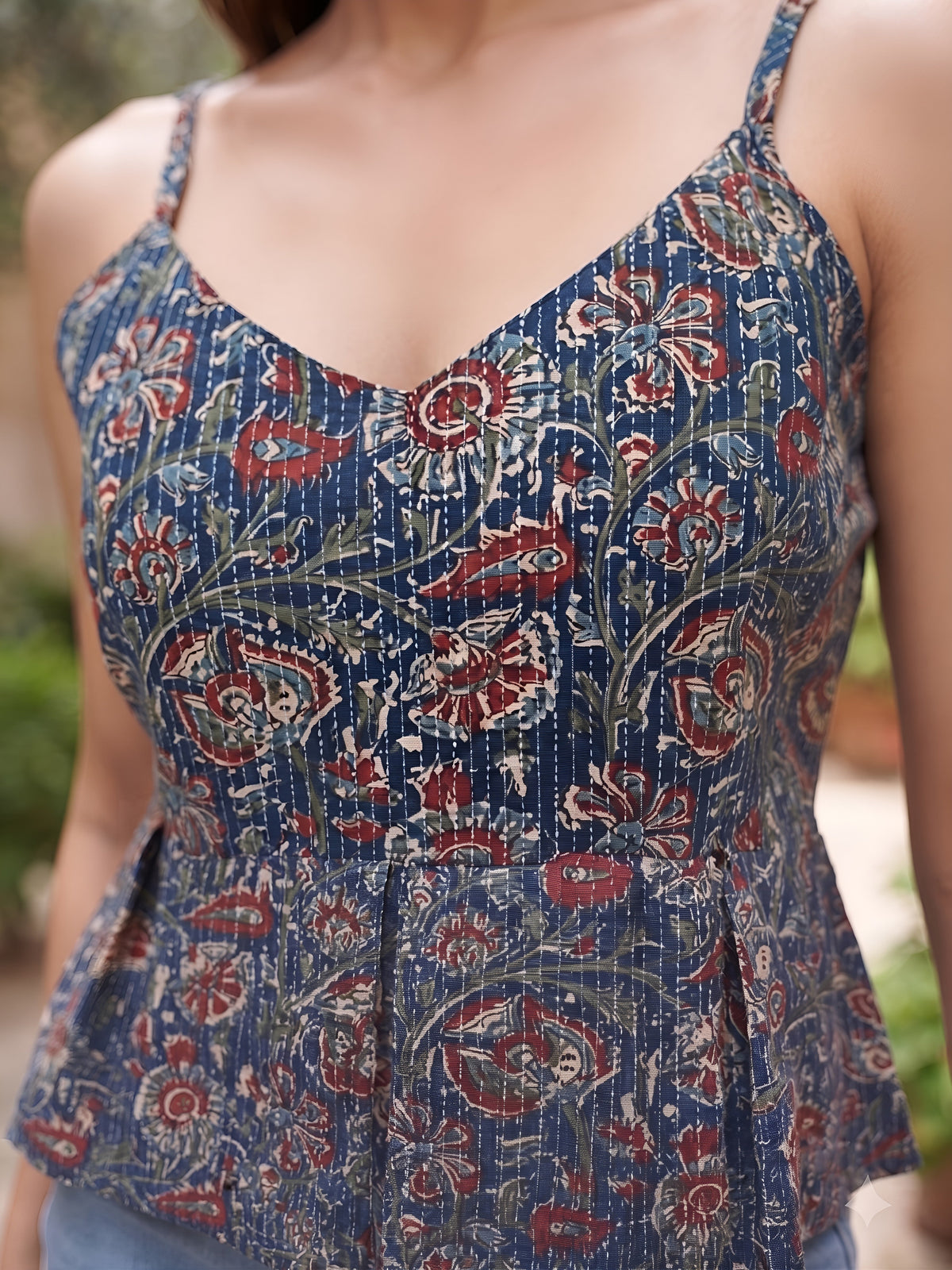 Women Blue Printed Stylish Crop Top