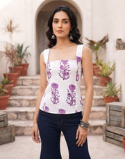 Women White Printed Stylish Crop Top