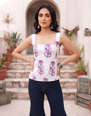 Women White Printed Stylish Crop Top