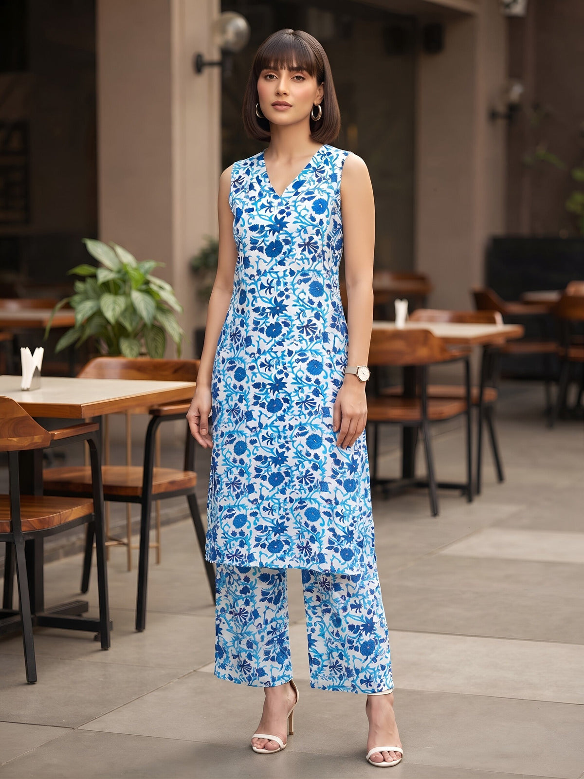 Blue Printed Co-Ord Set for Women