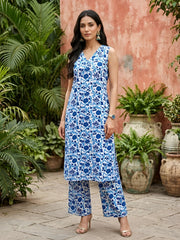 Blue Printed Co-Ord Set for Women