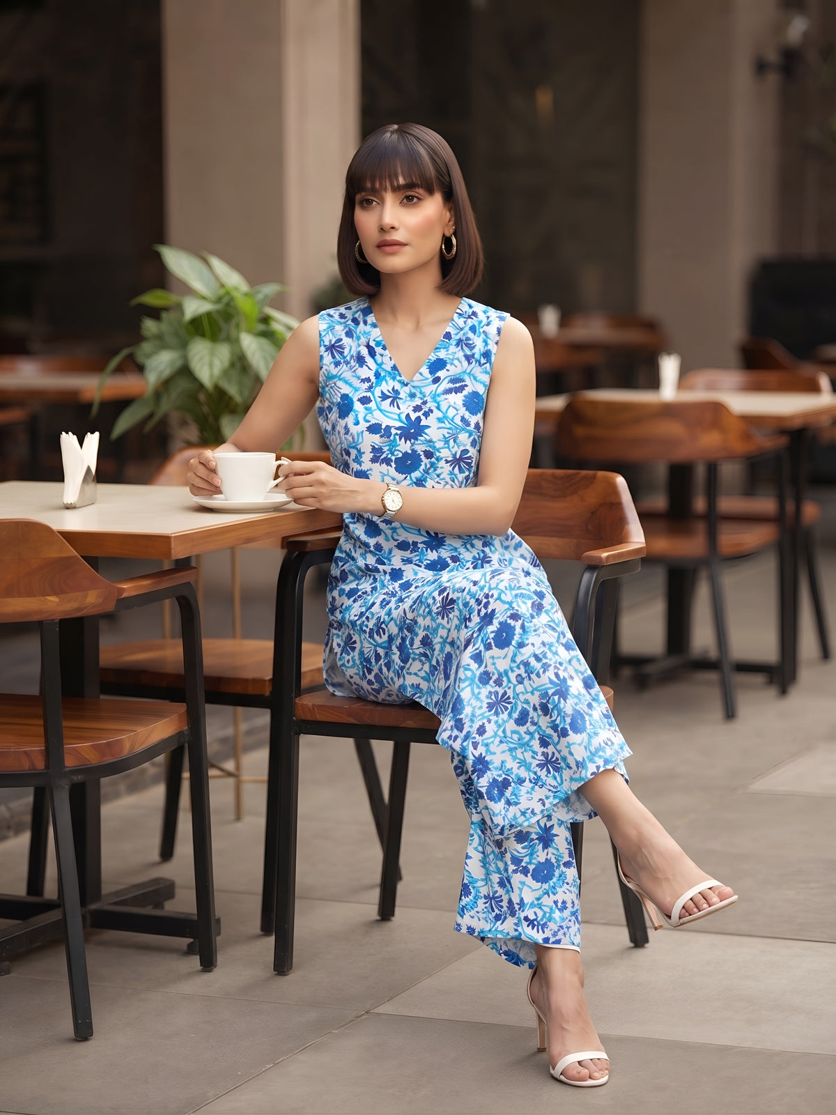 Blue Printed Co-Ord Set for Women