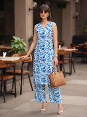Blue Printed Co-Ord Set for Women
