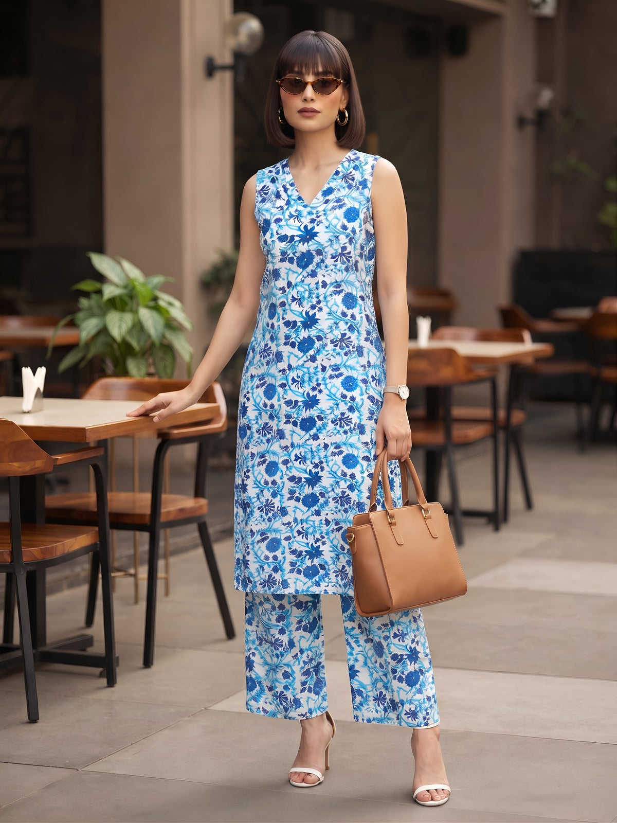 Blue Printed Co-Ord Set for Women