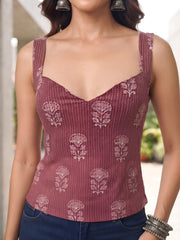 Women Mauve Printed Stylish Crop Top