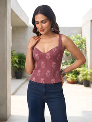 Women Mauve Printed Stylish Crop Top