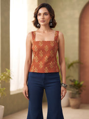 Women Rust Printed Stylish Crop Top