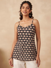 Women Black Printed Short Kurti