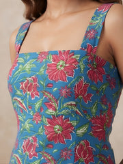 Women Blue Printed Stylish Crop Top