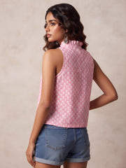 Women Pink Printed Stylish Crop Top