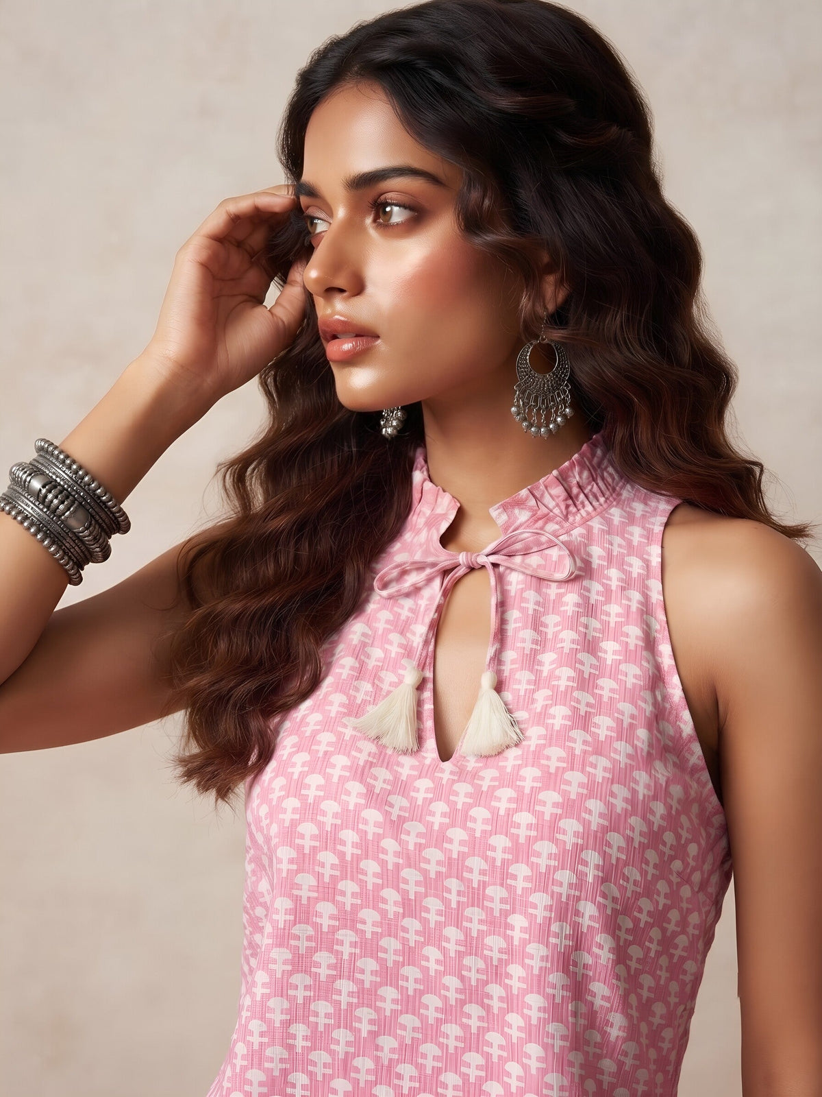 Women Pink Printed Stylish Crop Top