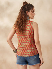 Women Rust Printed Stylish Crop Top