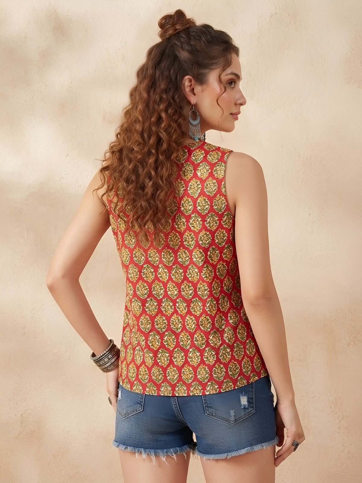 Women Rust Printed Stylish Crop Top