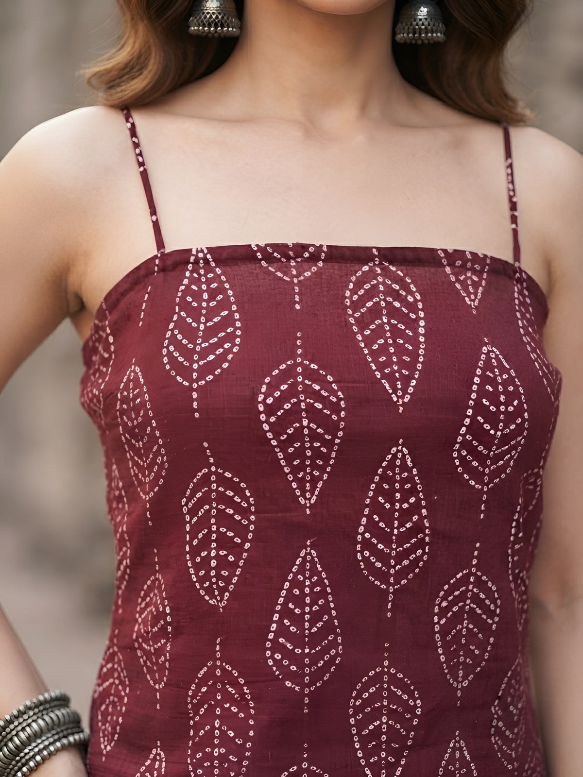 Women Burgundy Printed Stylish Crop Top
