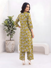 Olive Green Printed Co-Ord Set for Women