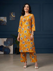 Orange Printed Co-Ord Set for Women