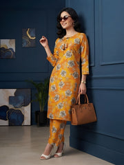 Orange Printed Co-Ord Set for Women