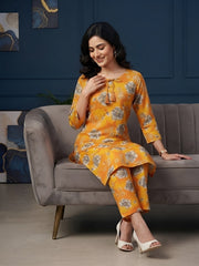 Orange Printed Co-Ord Set for Women