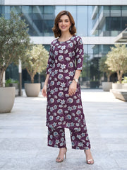 Purple Printed Co-Ord Set for Women