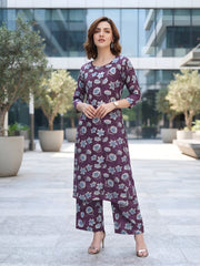 Purple Printed Co-Ord Set for Women