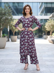 Purple Printed Co-Ord Set for Women