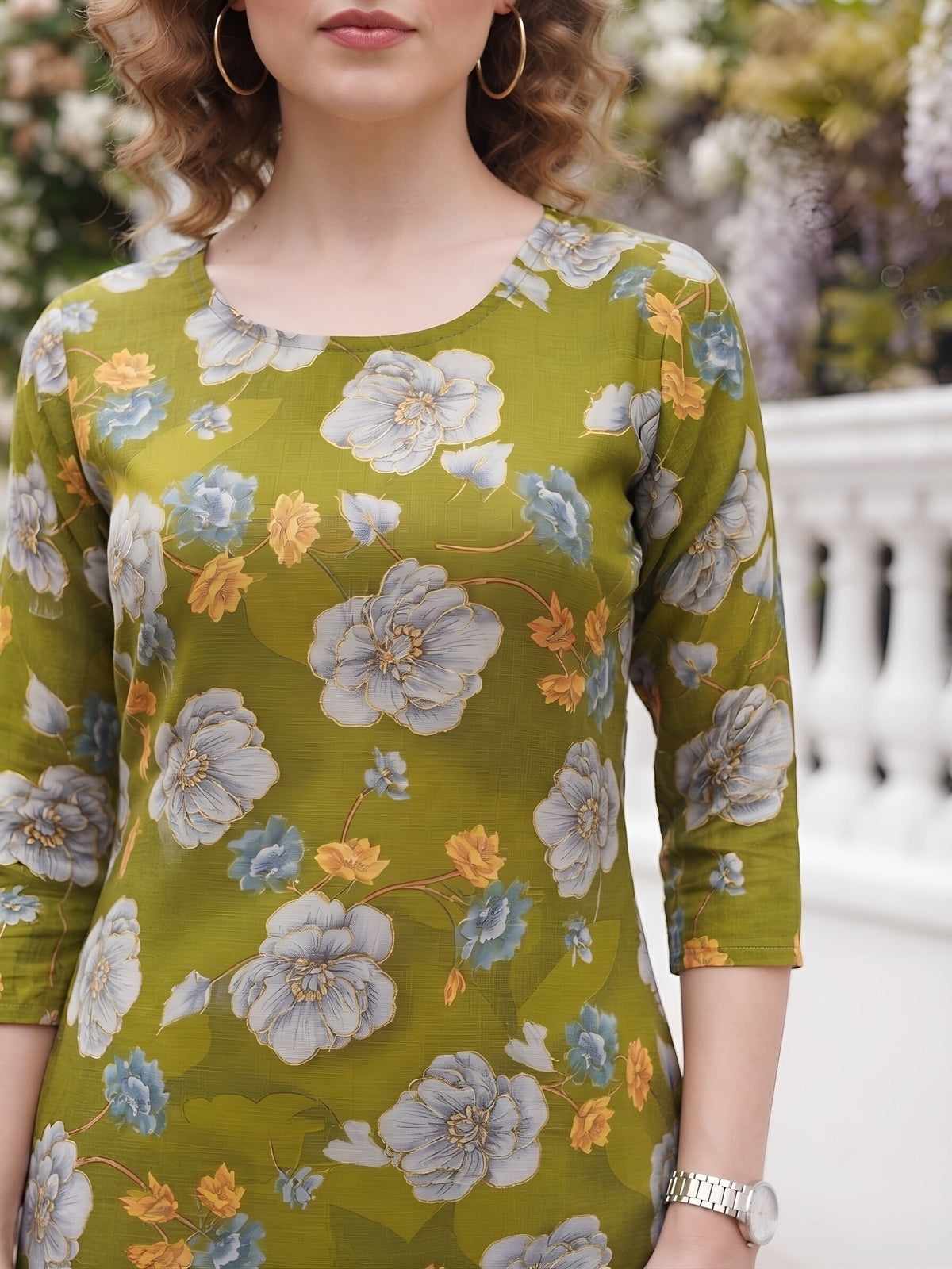 Olive Green Printed Co-Ord Set for Women
