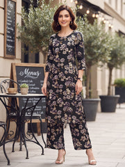 Black Printed Co-Ord Set for Women