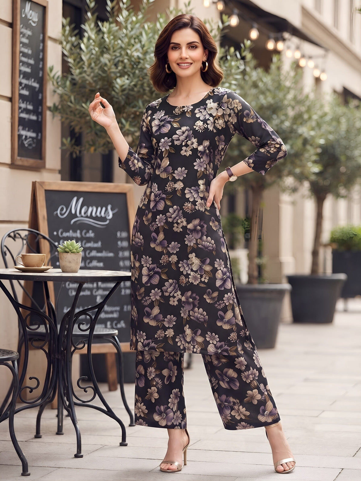 Black Printed Co-Ord Set for Women