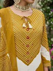Kaya Yellow Straight Kurta With Dupatta set for Women