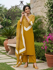 Kaya Yellow Straight Kurta With Dupatta set for Women