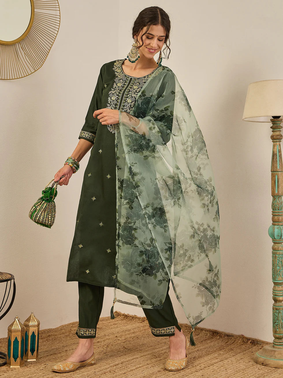 Olive Meher Embroidered Festive Set