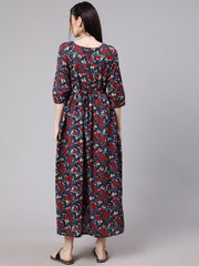 Women Multi Ethnic Printed Flared Maternity Dress