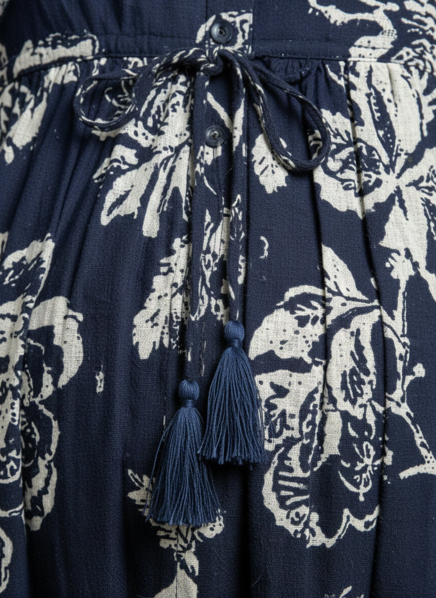 Blue Printed Maternity Dress for Women