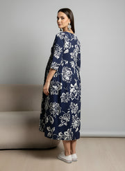 Blue Printed Maternity Dress for Women