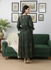 Green Printed Maternity Dress for Women