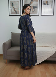 Green Printed Maternity Dress for Women