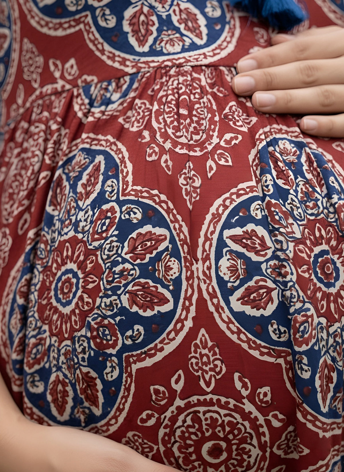 Maroon Printed Maternity Dress for Women